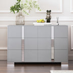 Elegant Modern Dresser with Metal Foot,Mirrored Storage Cabinet with 6 Drawers for Bedroom,Living Room,Gray (Old SKU: WF319354AAE)