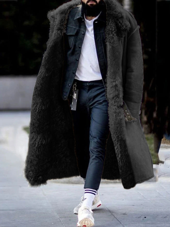 Autumn And Winter Long Thick Furry Coat Lapel Frosted Velvet Keeps Warm