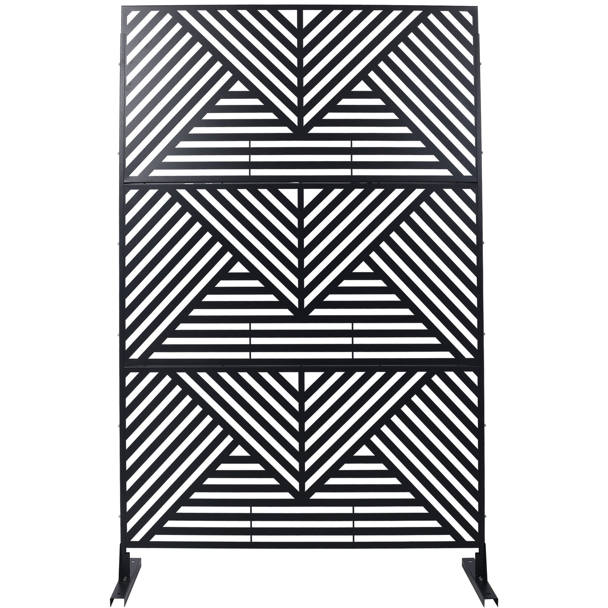 Outdoor & Indoor Privacy Screen Metal Privacy Screen 76' H×48' W, Freestanding Decorative Privacy Screen for Deck Balcony Patio, Privacy Fence Panels for Outside Lawn Garden PS101 BLACK