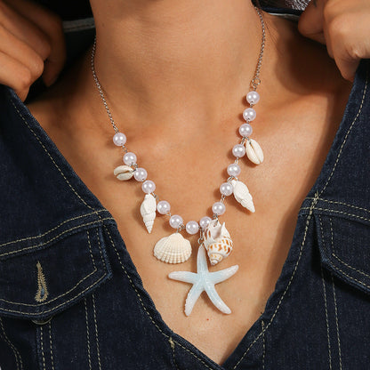 Pearl Conch Starfish Necklace Fashion Shell Clavicle Chain