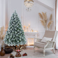 4FT Flocked Christmas Tree with Pine Needles & Eucalyptus Leaves, 404 Tips, Hinged Branches, Metal Stand – Snowy Artificial Tree for Holiday Home, Office, or Winter Decor