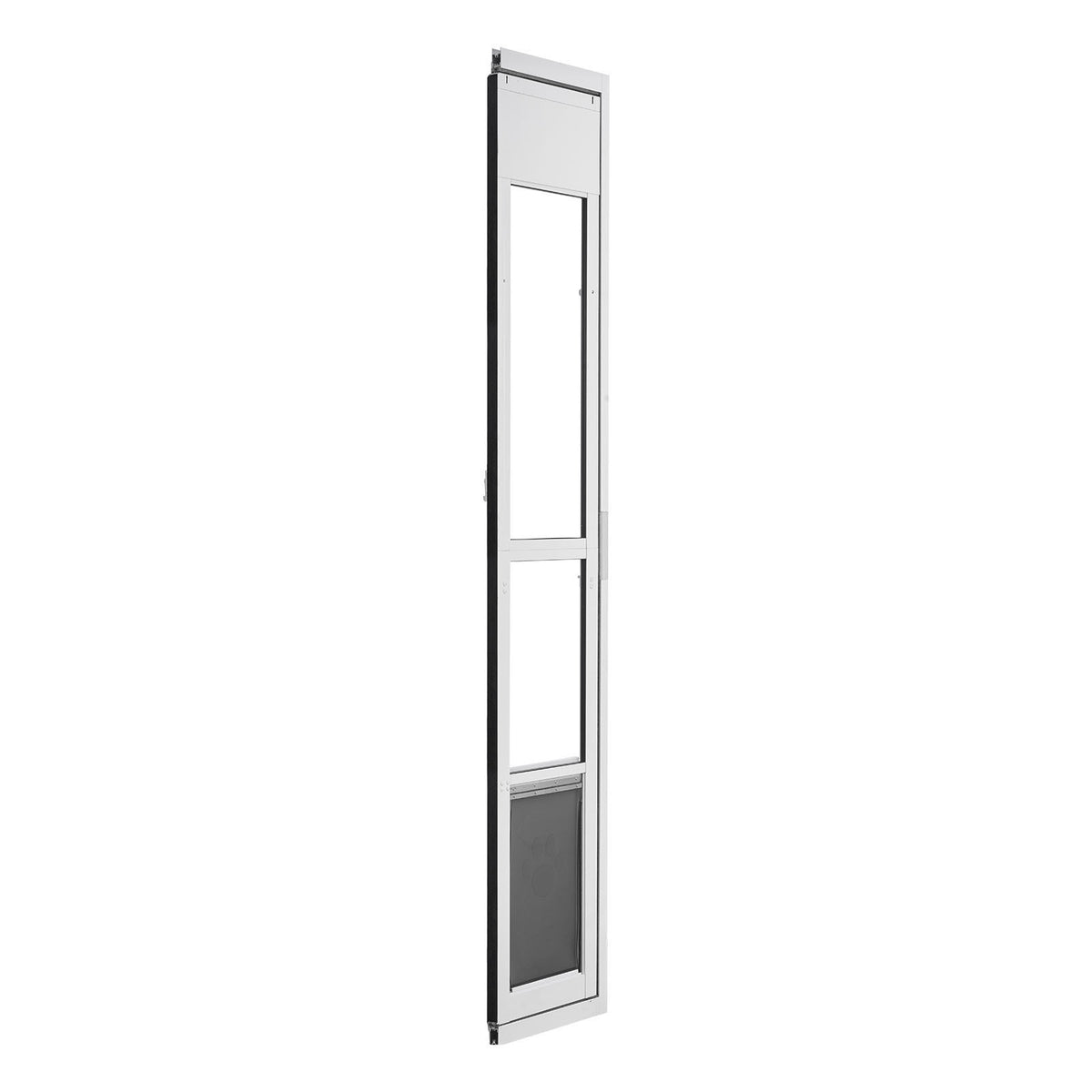 Dog Door for Sliding Glass Door, 75 7/8' to 80 11/16' Adjustable Height, Aluminum Alloy Frame with Flap, Lock Design, for Large-Sized Dogs, 180° Swing-Open Sliding Glass Pet Doors for Renters
