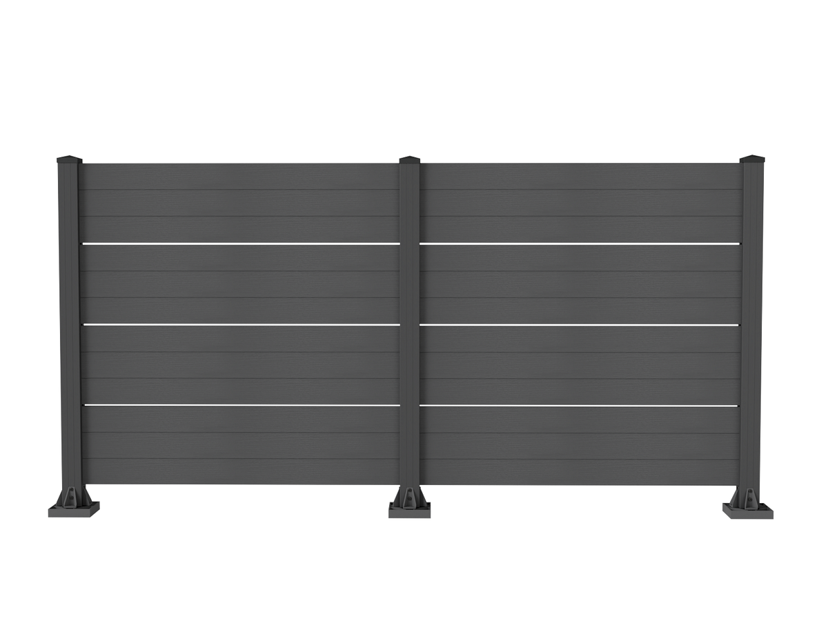 50' W x 49' H Outdoor Privacy Screen, Air Conditioner Fence, All-Weather Vinyl Privacy Fence Screens with Aluminum Posts, 2 Panels, Dark Grey