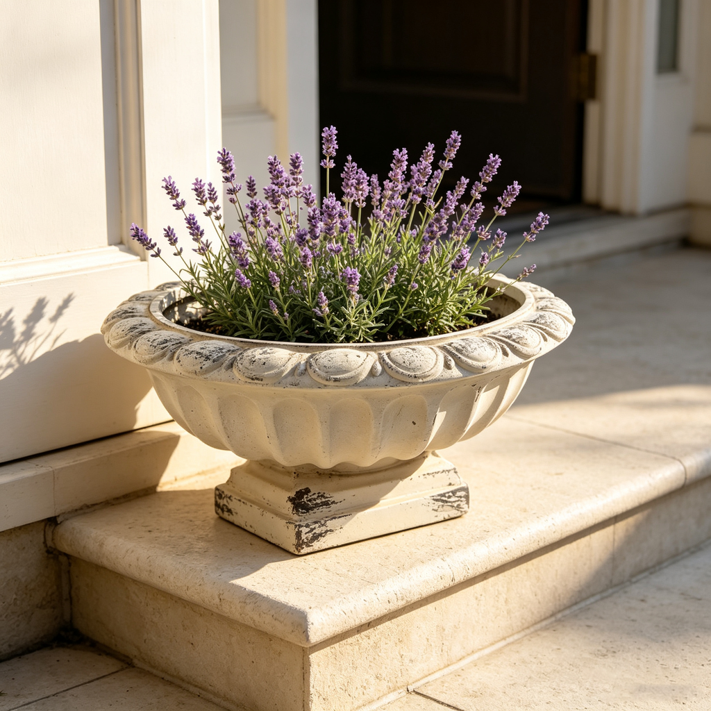 MGO Garden Planter, Garden decoration and planting,Color Antique White, Size 24'Wx24''Dx10.12'H