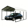 10x15 ft Metal Carport & Portable Garage, Heavy Duty with Galvanized Steel Roof & Frame - Large Tall Canopy for Snow, White for Outdoor Garages