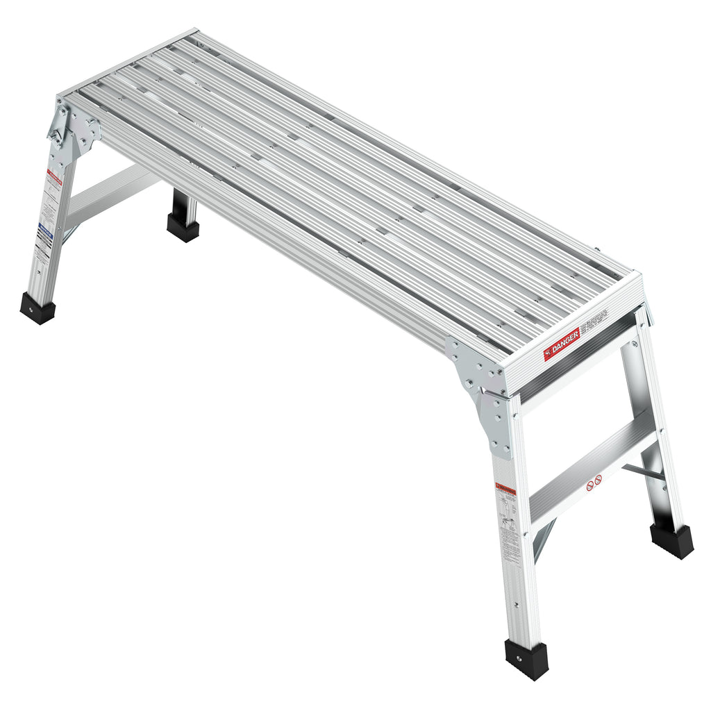 Work Platform Aluminum Portable Bench Folding Ladder ANSI Capacity 225 LBS 40'