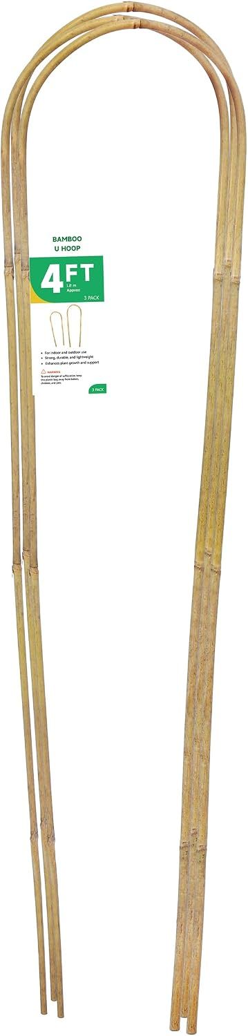 4FT 12pcs Natural U-Hoops Bamboo Trellis U-Shaped Garden Trellis for Climbing Plants, Vines, Ivy, Flowers, and Potted Plants
