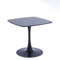 Modern Black Square Tulip Table for 2-4 People, MDF Top with Sturdy Metal Pedestal Base, 24 Inch Compact Dining Table for Small Spaces