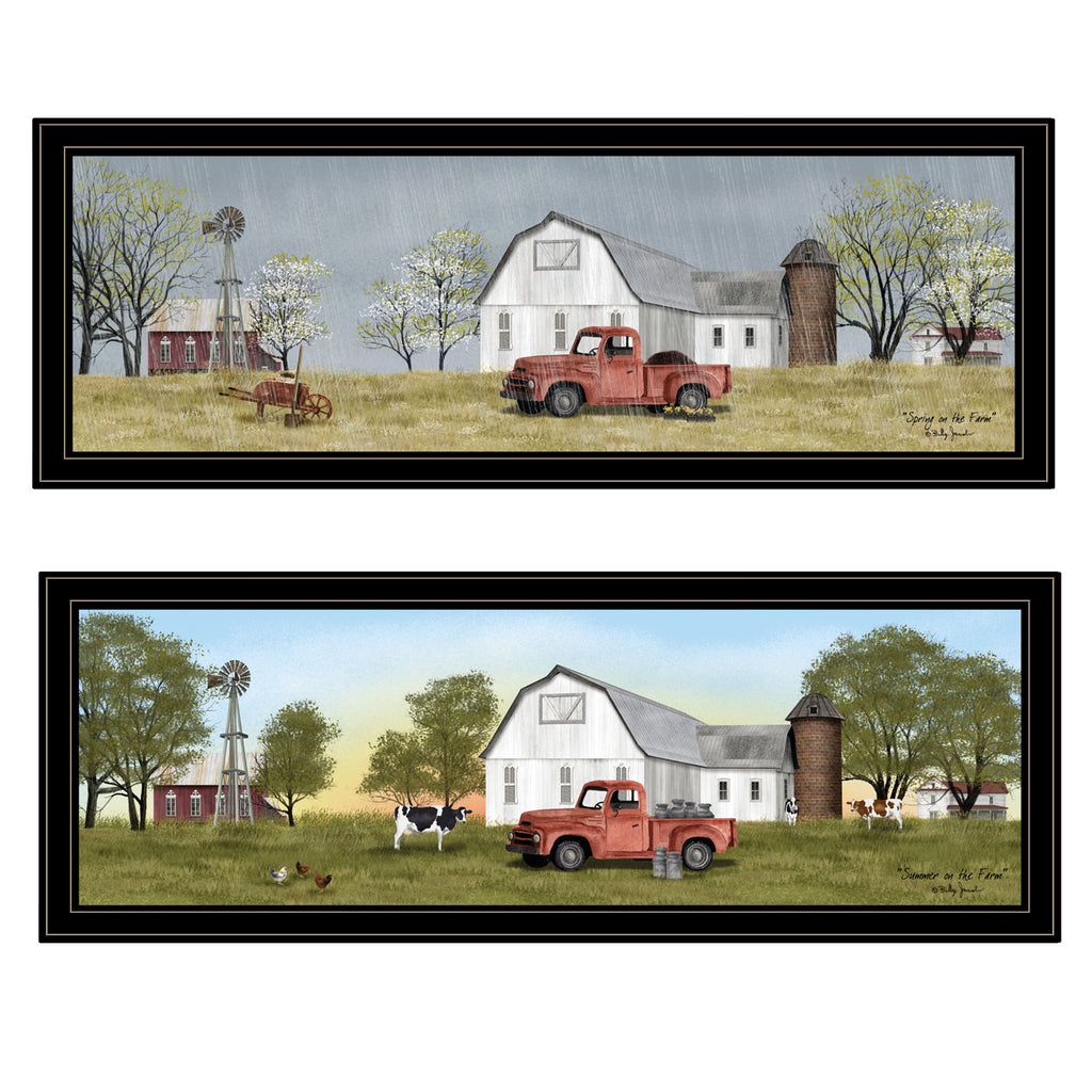 Trendy Decor 4U 'Billy Jacobs Summer/Spring Seasonal' Framed Wall Art, Modern Home Decor 2 Piece Vignette for Living Room, Bedroom & Farmhouse Wall Decoration by Billy Jacobs