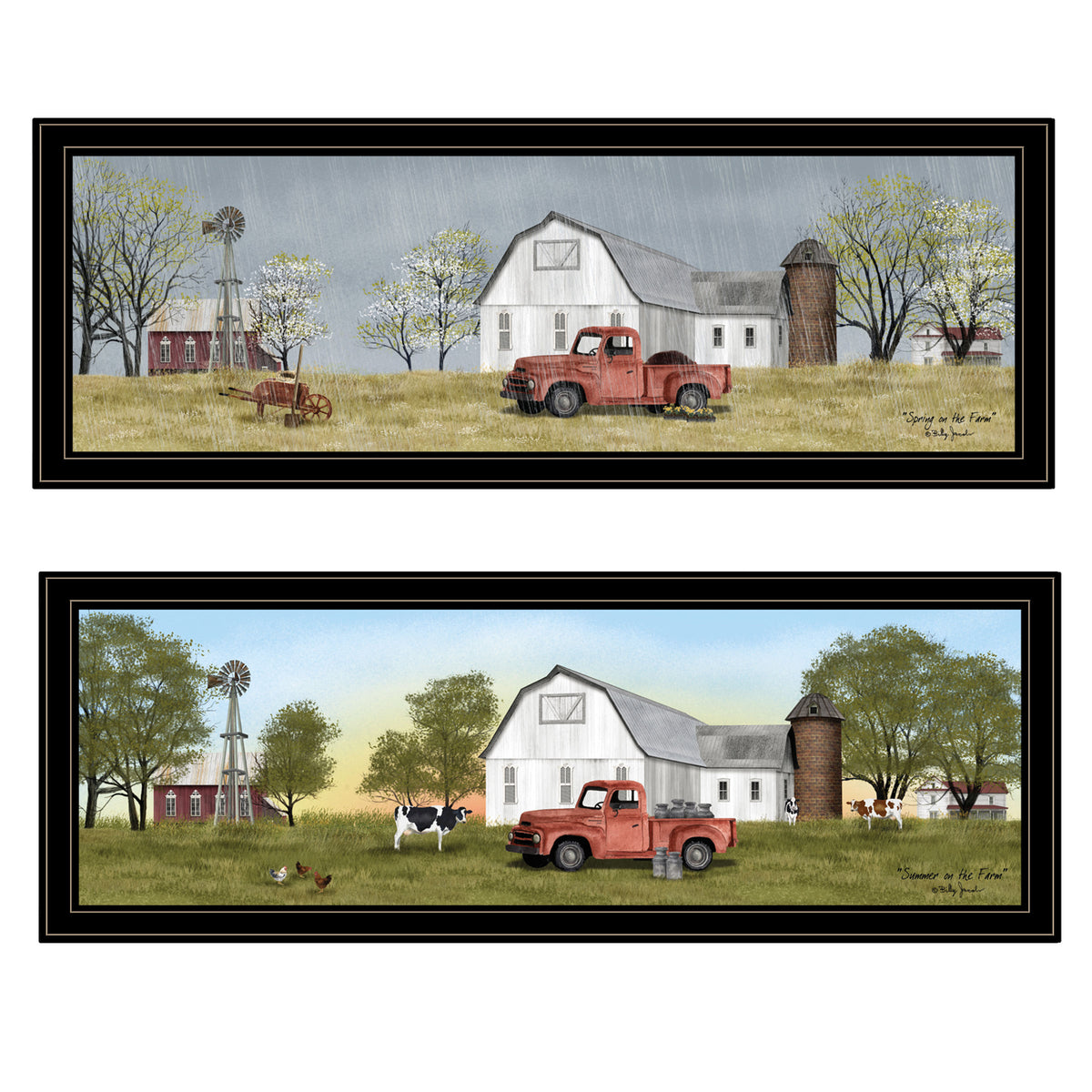Trendy Decor 4U 'Billy Jacobs Summer/Spring Seasonal' Framed Wall Art, Modern Home Decor 2 Piece Vignette for Living Room, Bedroom & Farmhouse Wall Decoration by Billy Jacobs