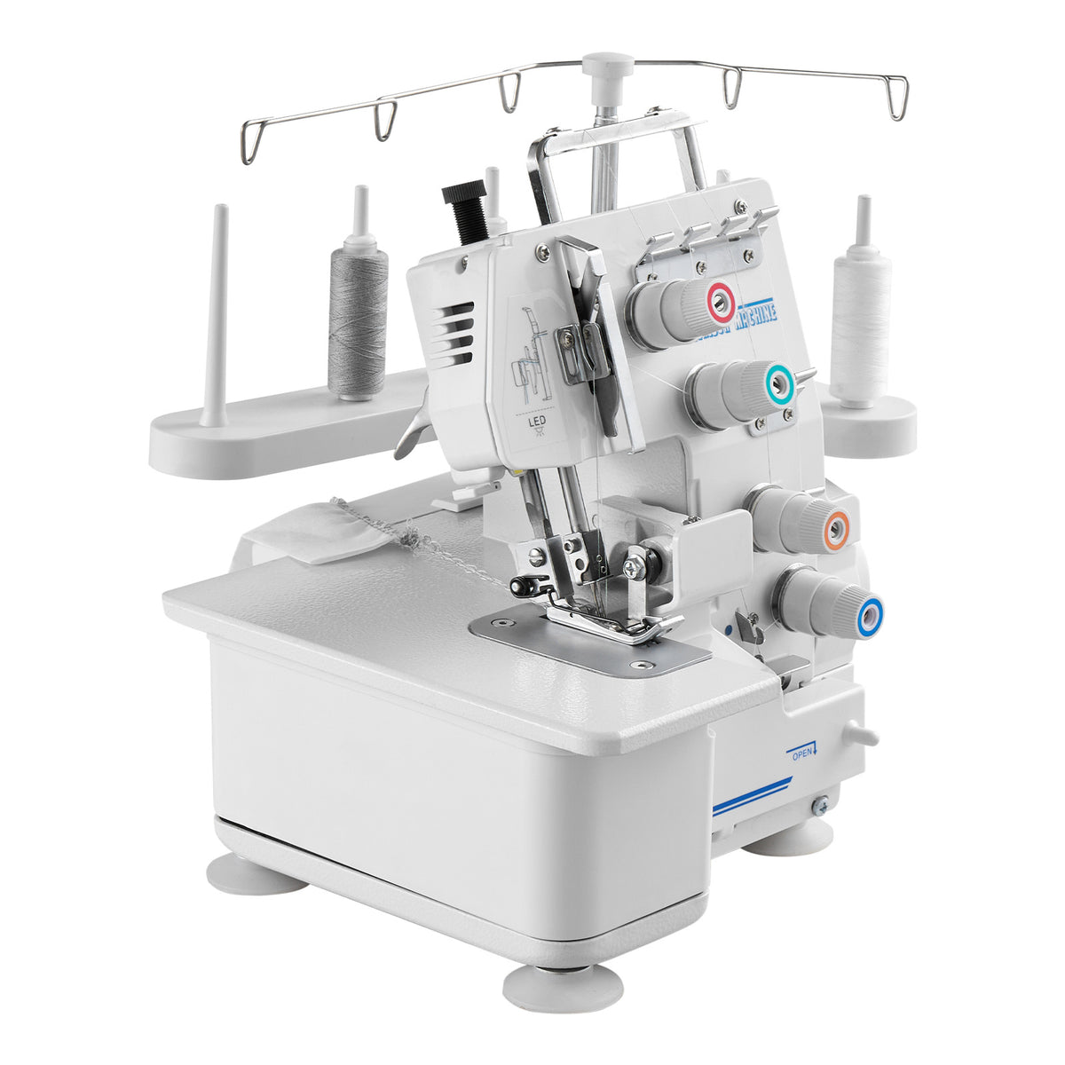Serger Overlock Sewing Machine, 1250 Stitches Per Minute, 3 and 4 Thread Capability, with LED Light and Strong Suction Feet, Heavy-Duty Metal Frame Sewing Machine for Various Fabrics, White
