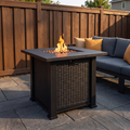 27.95' Modern Outdoor Fire Pit Table with Lava Rocks, Propane Fire Pit, Black Steel
