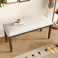 Upholstered Bench for Bedroom End of Bed,38-inch Entryway Bench for Living Room,Dining Bench with Padded Seat and Solid Wood Leg for Kitchen Bedroom,Indoor and Hallway (Bench, Beige+Brown)