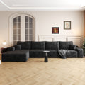 135' Cloud Sectional Couch with L-Shape Chaise,Modern Modular Sofa with Deep Seat, Upholstered Couches for Living Room Bedroom,No Assembly Required, Black(Plush Corduroy Fabric)