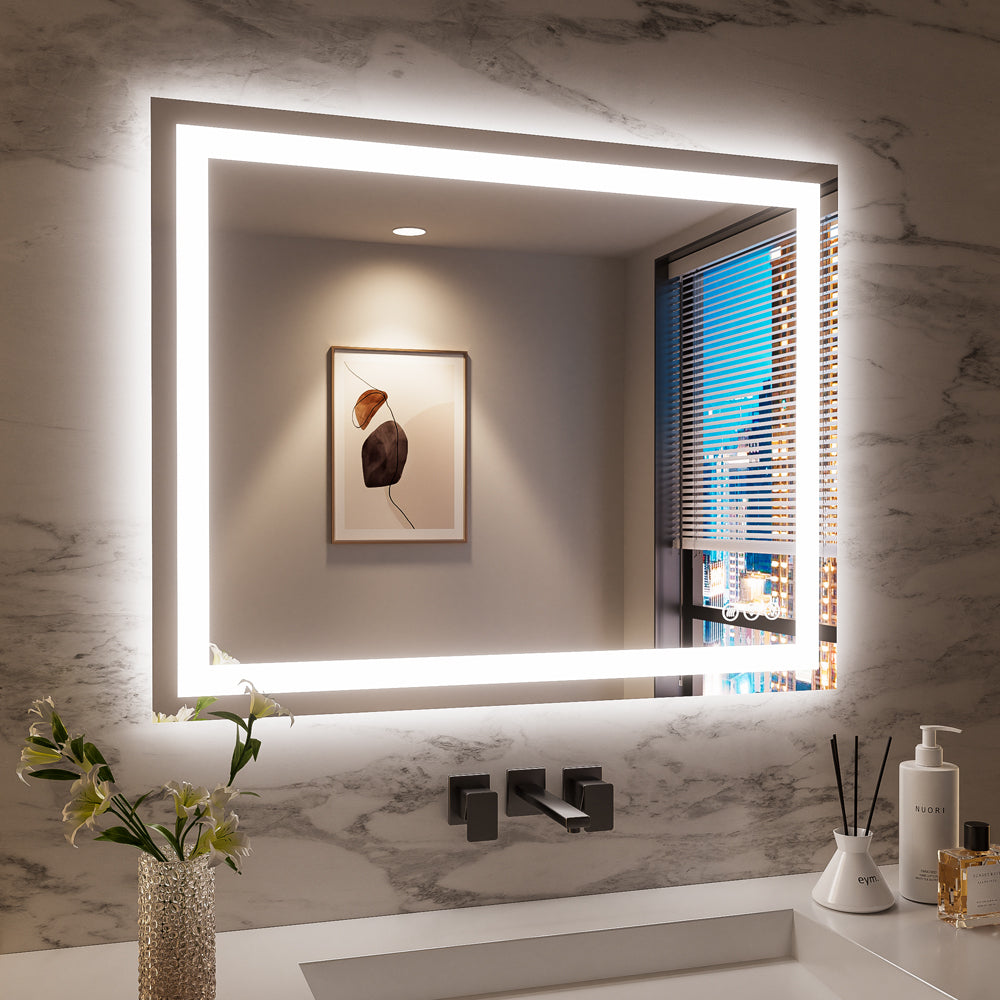 48x32 Inch Frameless LED Bathroom Mirror,Smart Mirror, 48' x 32' Bathroom mirror