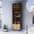 Aubree Corner Bar Cabinet, Twelve Built-in Wine Rack, Two Shelves, Lower Cabinet