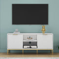 Modern TV Stand with Wave-Design Doors, Open Shelf & Adjustable Shelf - Stylish and Functional for Your Living Room