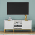 Modern TV Stand with Wave-Design Doors, Open Shelf & Adjustable Shelf - Stylish and Functional for Your Living Room
