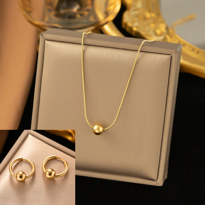 Stainless Steel Necklace Earrings Women's Jewelry Suit