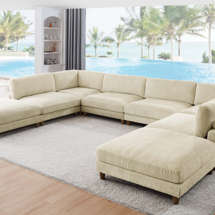 Large Seating Corduroy Modular Sectional