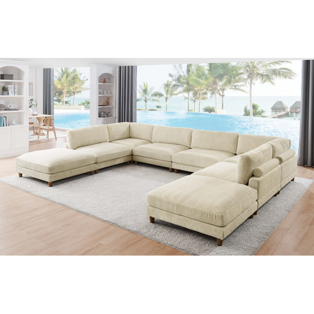 Large Seating Corduroy Modular Sectional