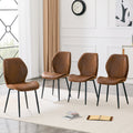 4-piece set of modern luxury brown quilted technology fabric dining chairs with black metal legs - suitable for home restaurants, commercial cafes, and multiple scenarios.W1151P458007