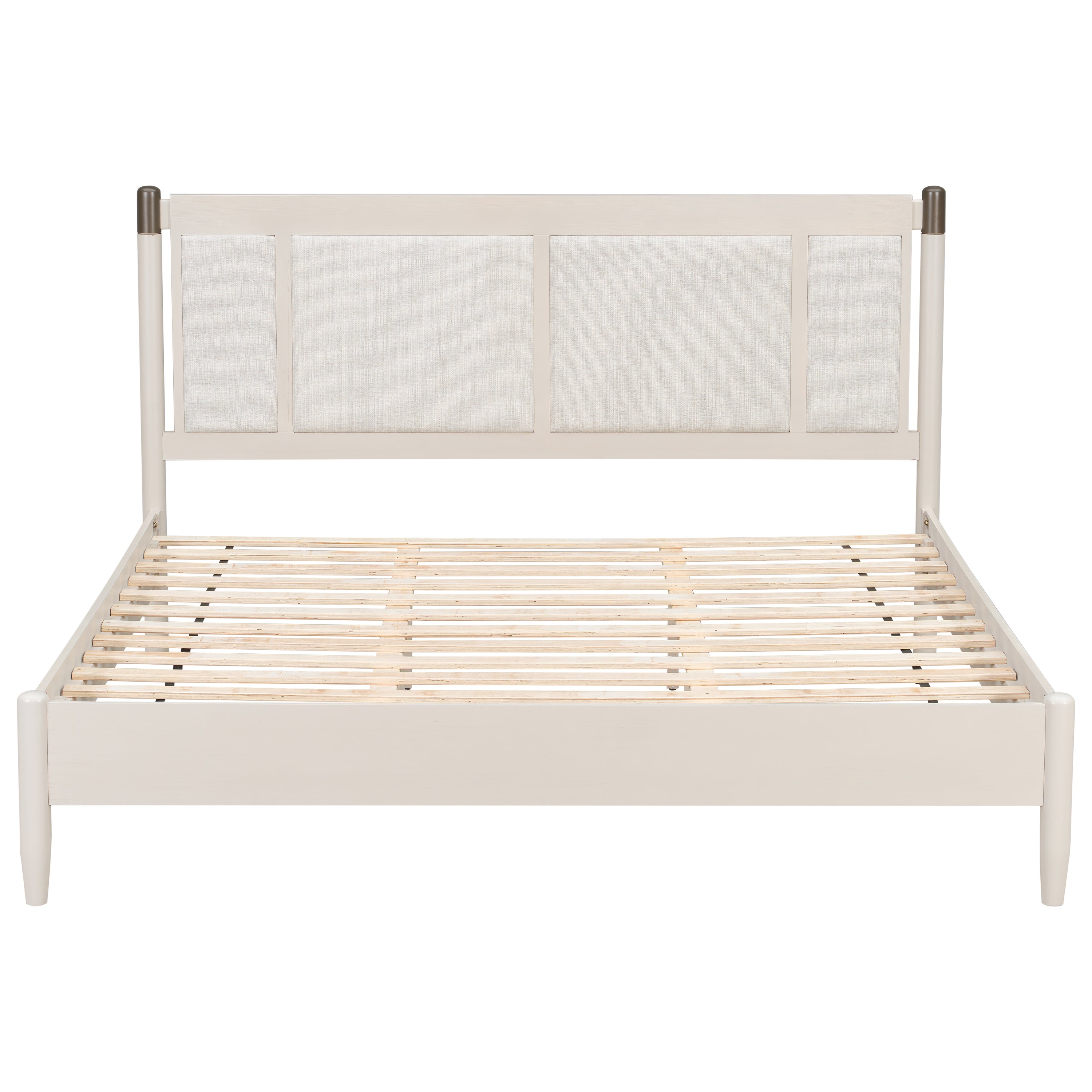 Solid Wood King Size Bed-Grey, Box 1 Of 2: Footboard,Center rails support slats,leg support slats,Side rails,Hardware, Complete SKU N770PK361419E