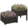Outsunny 2 Piece Raised Garden Bed with Legs, Self-Watering Planter Box Raised Bed to Grow Flowers, Herbs & Vegetables, Gray