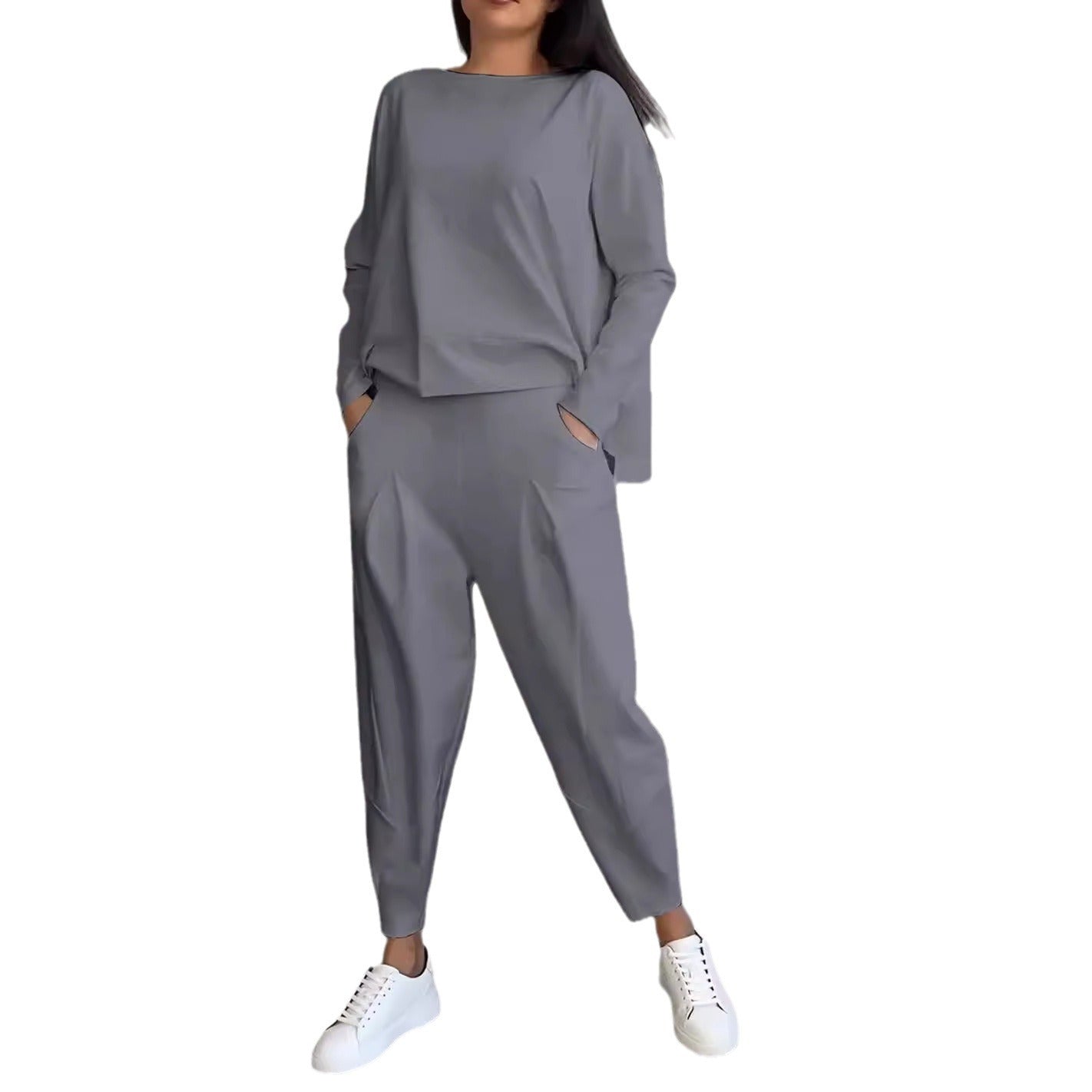 Women's Irregular Design Long-sleeved Sweater Harem Pants Suit