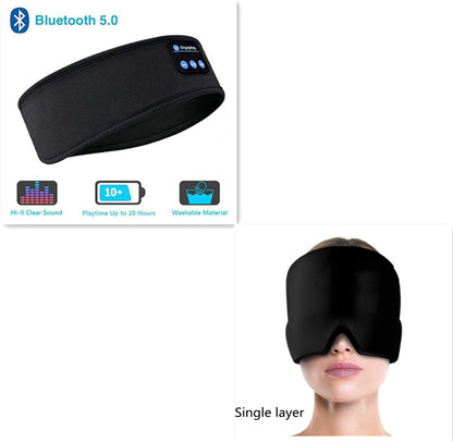 Wireless Bluetooth Sleeping Headphones Headband Thin Soft Elastic Comfortable Music Ear Phones Eye Mask For Side Sleeper Sports - Eloy Royal