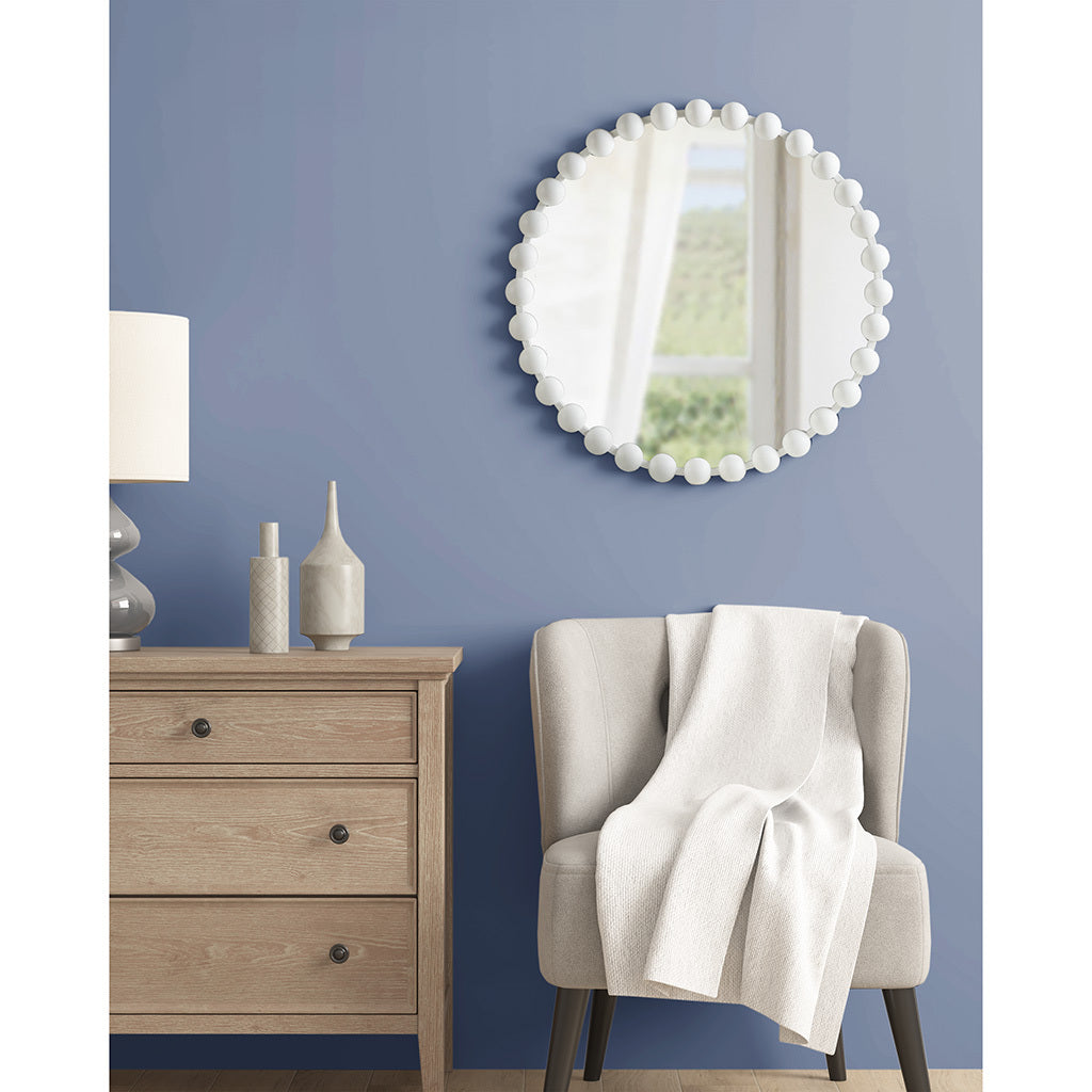 Beaded Round Wall Mirror 27'D