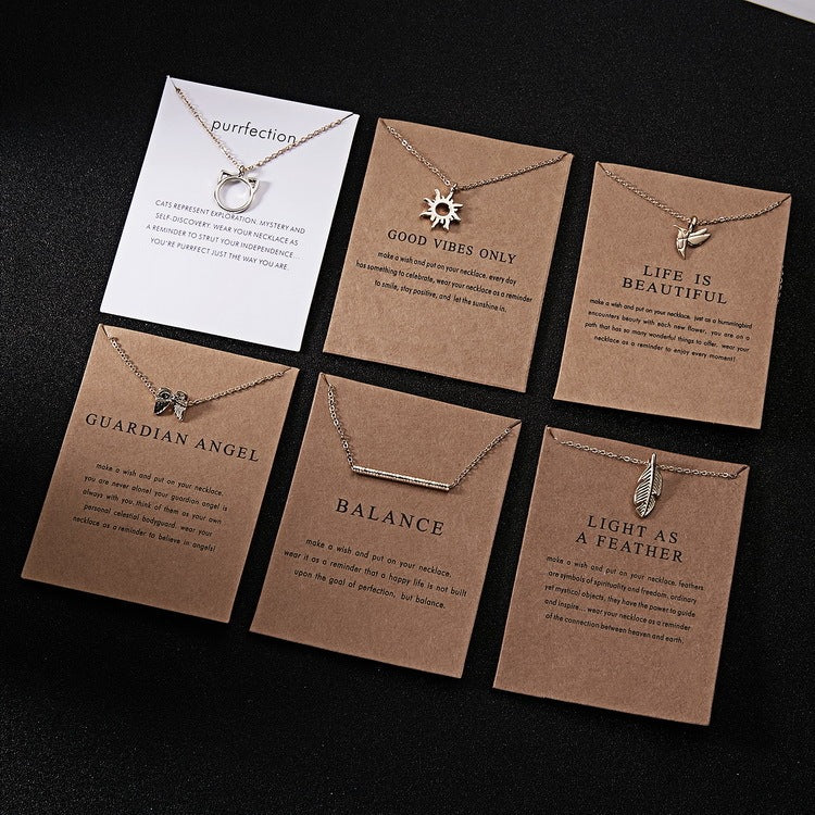 Paper Card Animal Necklace Series Pearl Balance Beam Hummingbird Necklace For Women