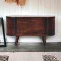 Solid Wood Light Rounded Lid-up Blanket Box, Walnut, Dark Brown