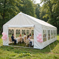 16'x32' Carport Car Canopy Party Tent with 3 Storage Bags & Removable Sidewalls, Outdoor Gazebo with 4 Ground Tubes, Commercial Tents for Parties Wedding BBQ with 3 Carry Bags