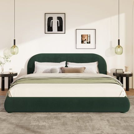 Dark Green Velvet Soft Bed: Light Luxury Texture, Adding a High-end Atmosphere to Bedroom,Queen