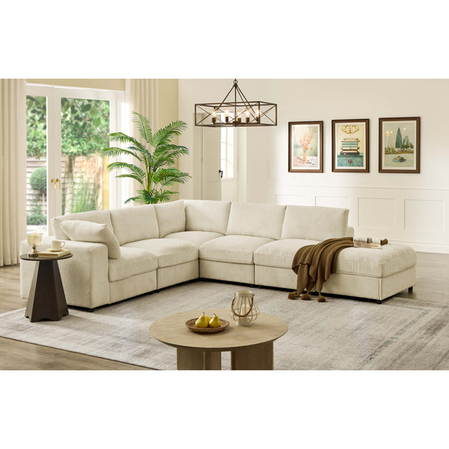 Corduroy Reversible Modular Sectional