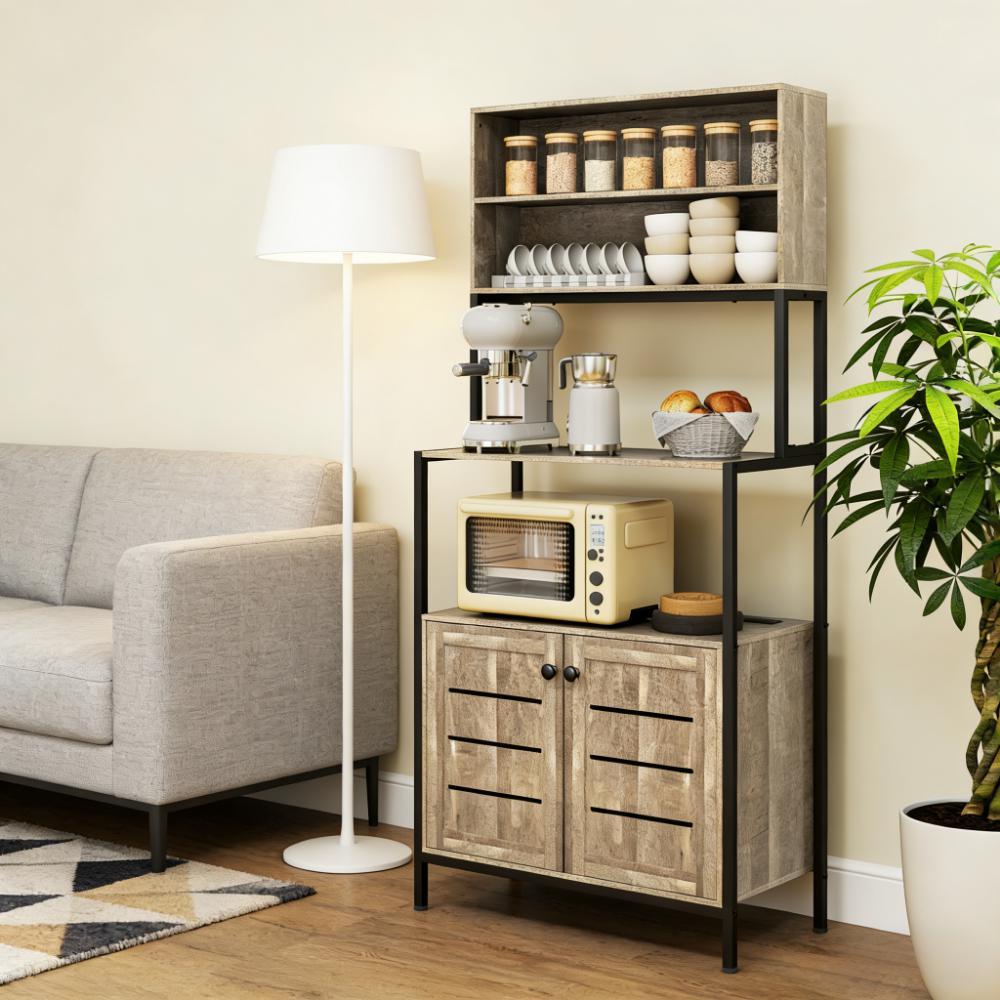 Coffee Station,Rack with Power Outlet and Storage Shelves,Convenient for Your Home