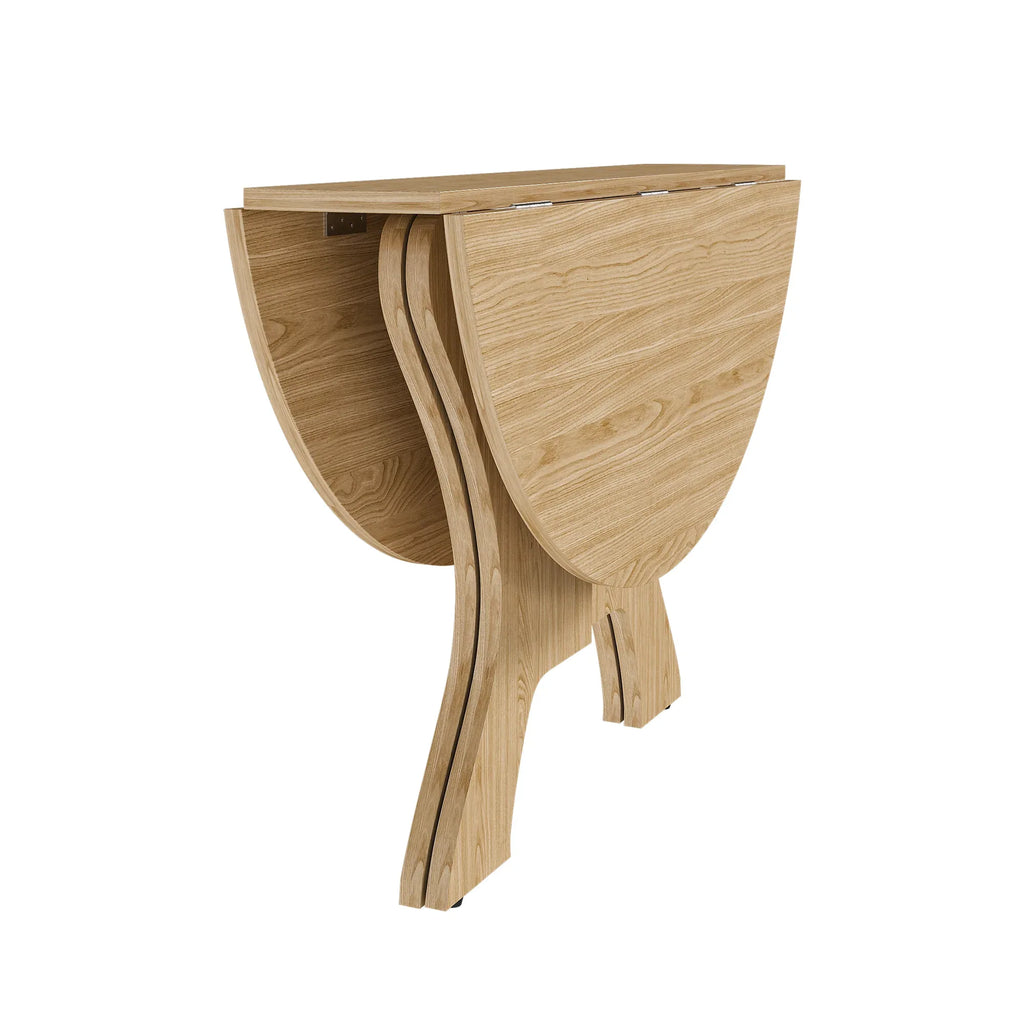 43 in Folding Dining Table for Small Spaces, MDF Table with Wild Oak Veneer, Space Saving Foldable Kitchen Table for Indoor and Outdoor Use - Eloy Royal