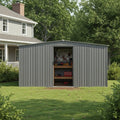 13×11ft New Outdoor Storage Shed Has Two Functions: Metal Shed And Firewood Shed  , More Suitable For Winter , Grey