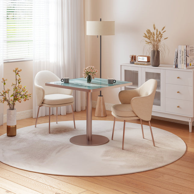 Squard Modern Dinning Table 31.5 inches Bistro Table Tulip Table with Faux Marble top,Easy Assemble,Sturdy Metal Frame Diameter