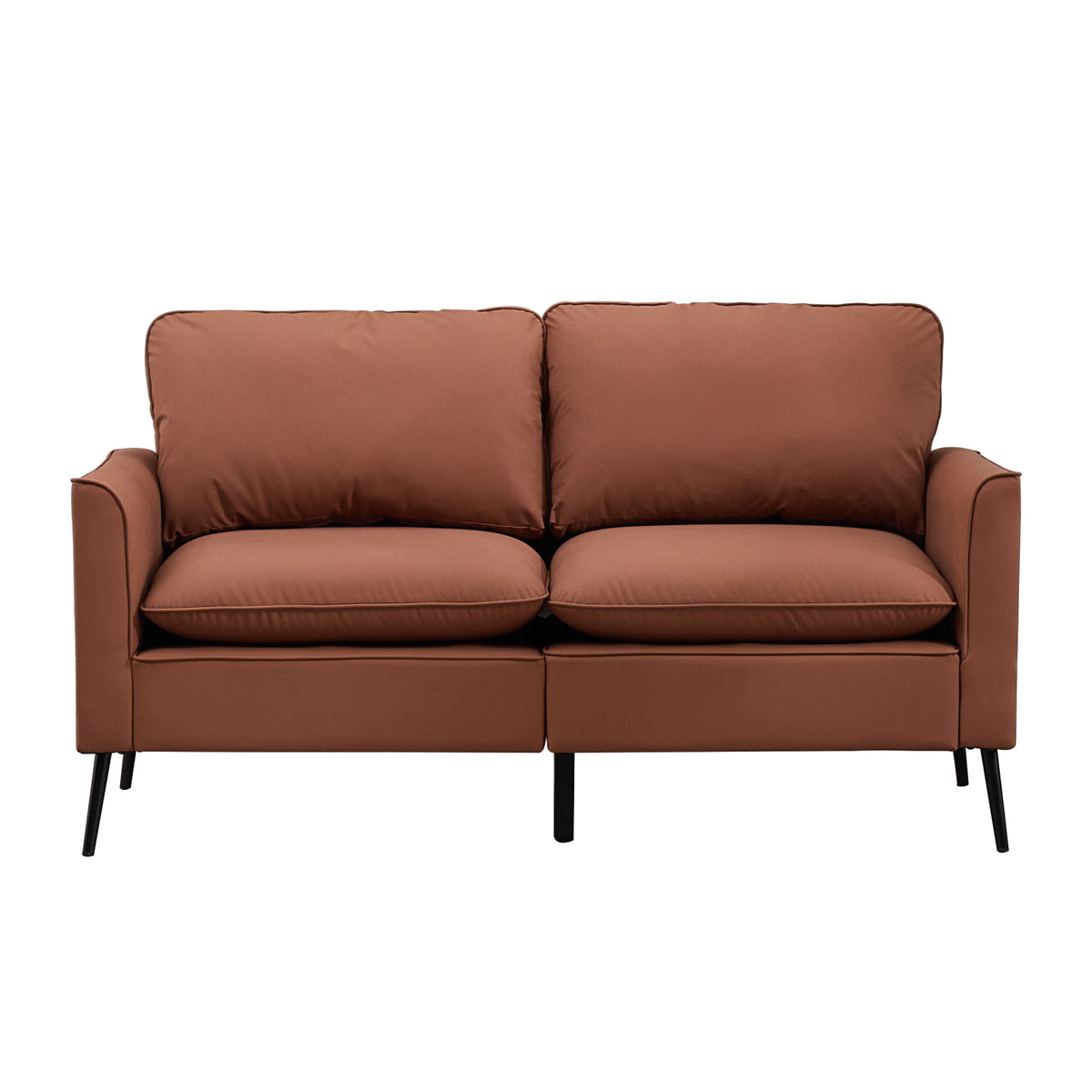 TS Nordic Retro Light Luxury Cat Paw Leather Upholstered Sofa Loveseat, Brown Faux Leather Single Chair for Living Room Balcony Bedroom, 55.91 x 31.90 x 26.80 inches
