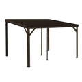 10x12FT Lean to Gazebo, Outdoor Hardtop Wall Mounted Gazebo with Sloping Galvanized Steel Roof, Upgraded Heavy Duty Mounted Shelter with Drainage System for Deck, Porch, Backyard,Brown