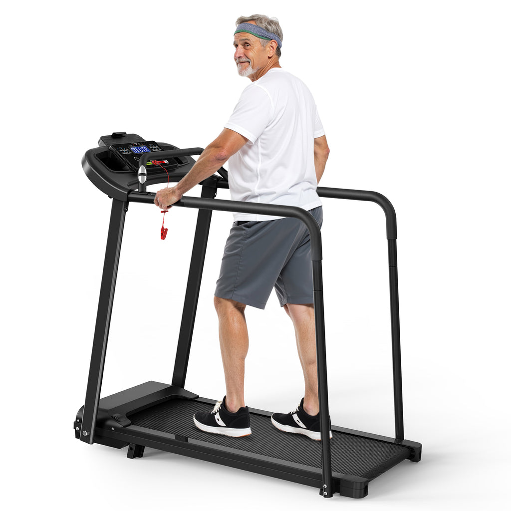 Treadmill for Senior, Exercise Treadmill with Stable and Safe Structural Design, Large LED Display for Elderly, Long Handrail for Balance, 300 Lbs Capacity,backward walking