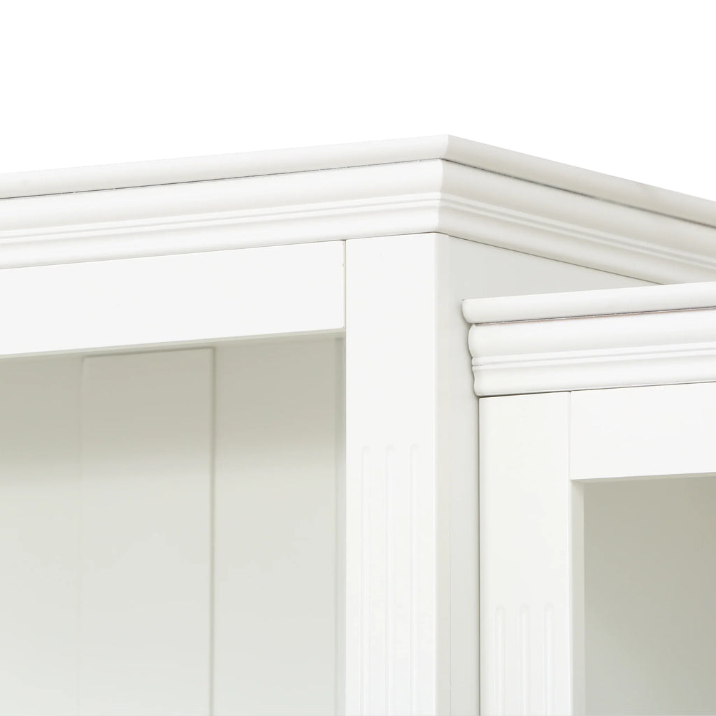 78.75''H 4-Tier Display Shelf, with 5-Colors Dimmable Ceiling Light, Freestanding Farmhouse Bookcases with Storage & Doors, Bookshelf with Adjustable Glass Shelves for Home & Office - White - Eloy Royal