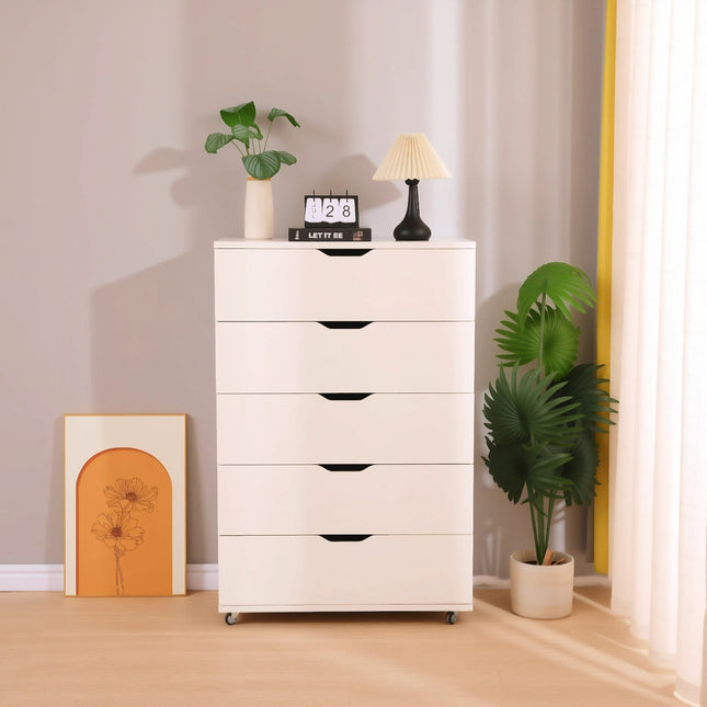 Rolling 5 Drawer Dresser
