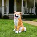 Lifelike Shiba Inu Dog Statue, Realistic Resin Animal Figurine for Indoor Outdoor Garden Lawn Yard Home Decor, Art Craft Gift, Brown+White