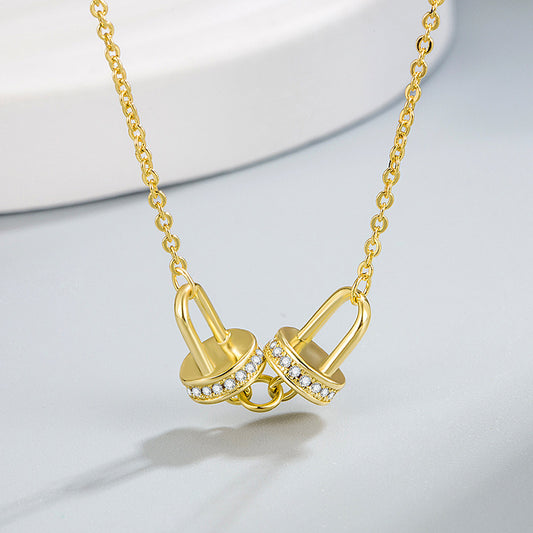 Diamond-embedded Cross-loop Necklace