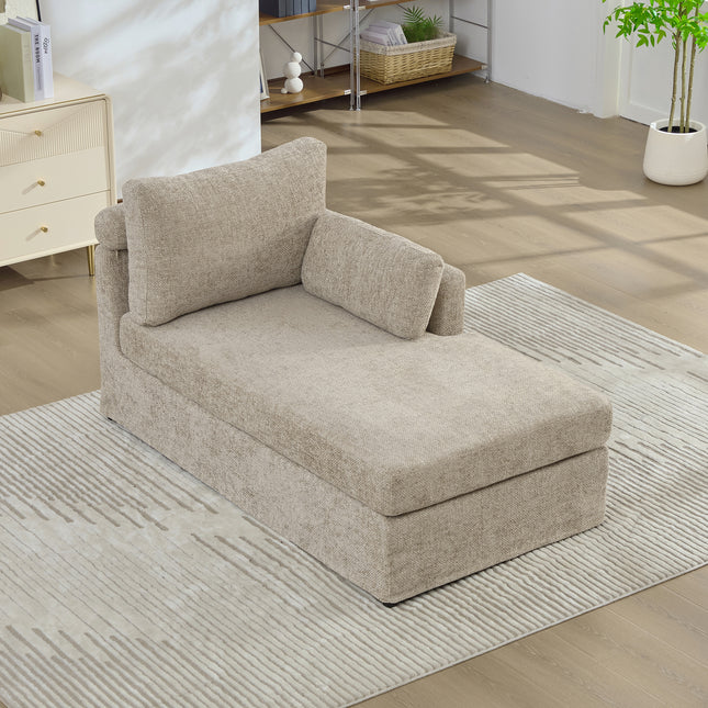 31.69' Wide Modular Sofa Bed With Cushions, Upholstered In Soft Chenille Fabric, Sturdy Metal Legs, Strong Load-Bearing Capacity, Suitable For Living Rooms, Bedrooms, And Apartments.Taupe-R