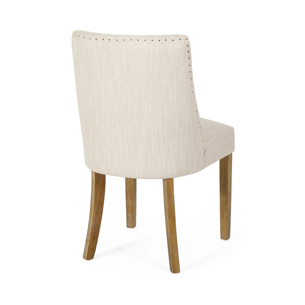 Classic Fabric Dining Chair Beige Upholstery 25x20x35 Inches - Eloy Royal