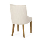 Classic Fabric Dining Chair Beige Upholstery 25x20x35 Inches - Eloy Royal